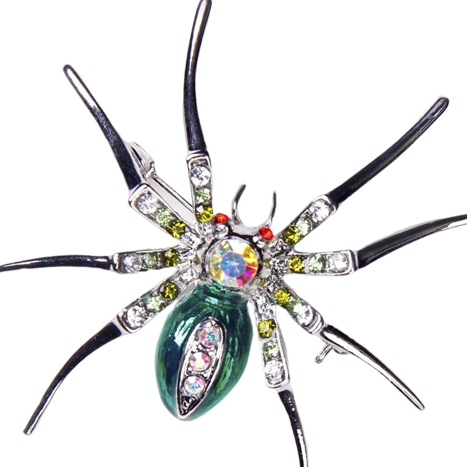 2pcs Rhinestone Spider Clip Pin Brooch Fancy Cosplay Halloween Party Jewelry