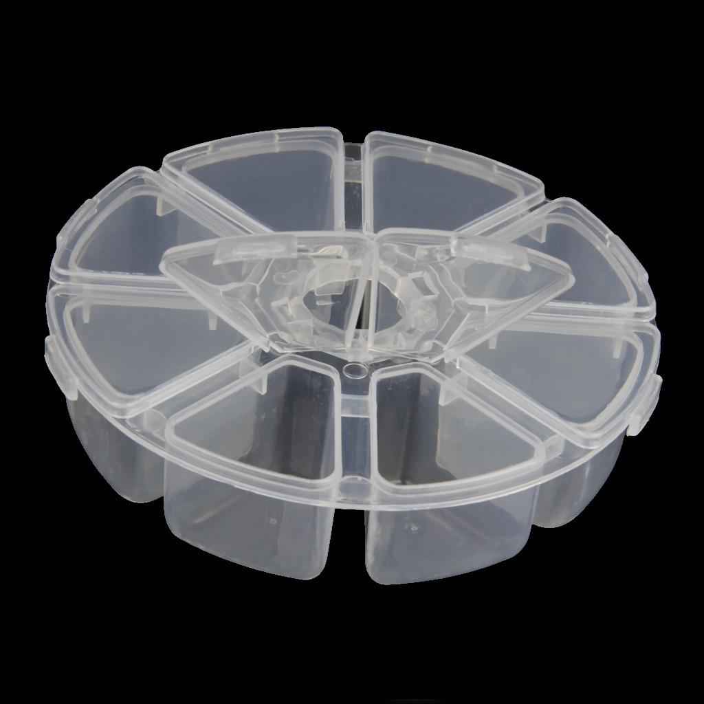 Fixed Round Compartment Plastic Storage Box Jewelry Nail Container 8 Slots