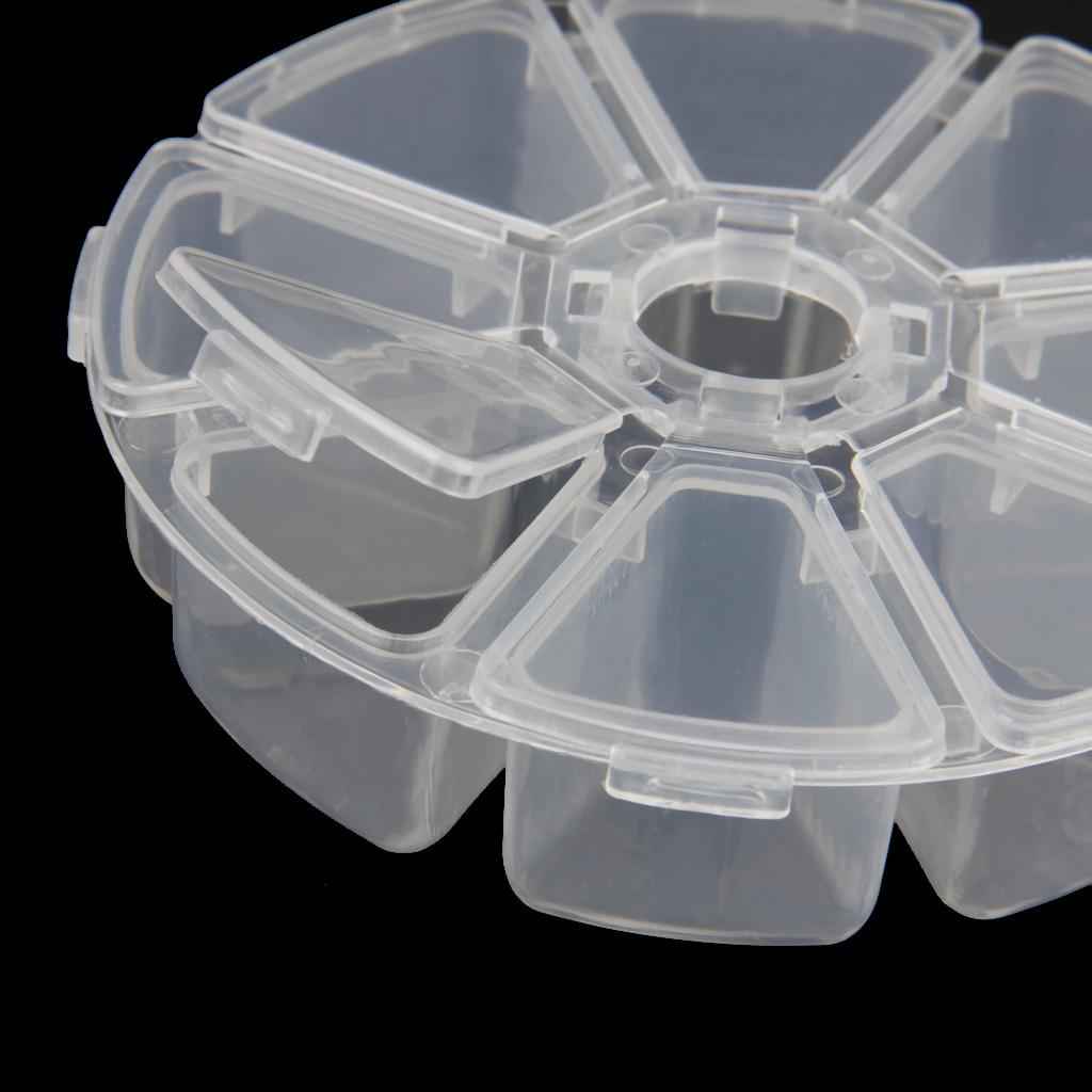 Fixed Round Compartment Plastic Storage Box Jewelry Nail Container 8 Slots