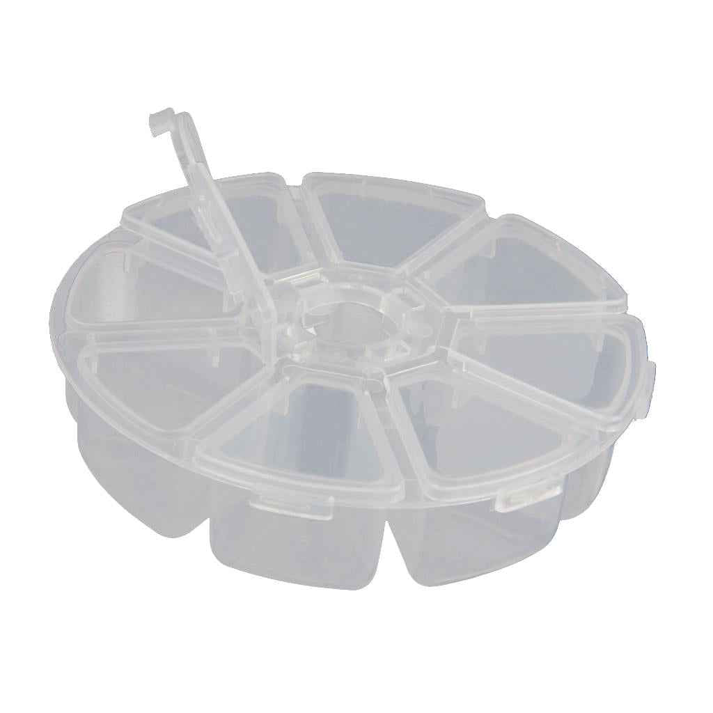 Fixed Round Compartment Plastic Storage Box Jewelry Nail Container 8 Slots