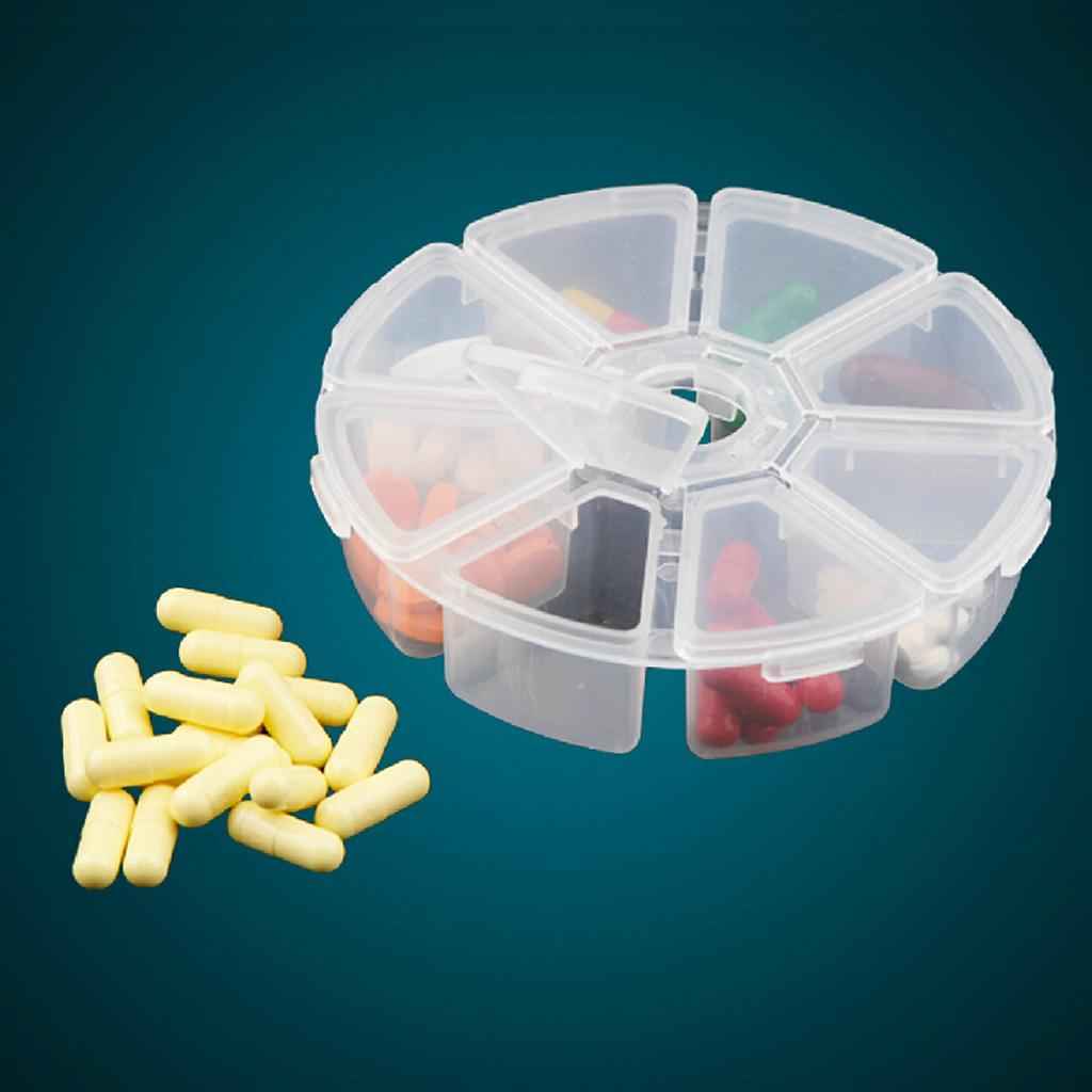 Fixed Round Compartment Plastic Storage Box Jewelry Nail Container 8 Slots