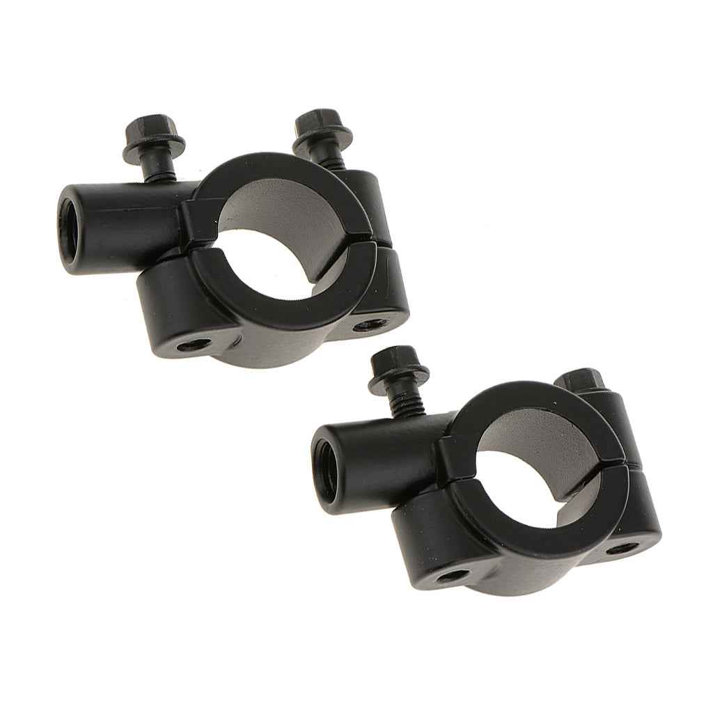1 Pair 10mm Motorcycle Bike Handlebar Mirror Clamp Mounting Bracket black