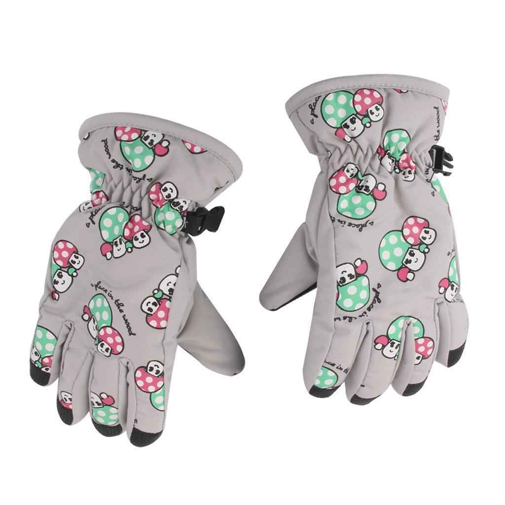 1 Pair Winter Warm Breathable 2-4 Years Children Kids Ski Gloves Light Gray