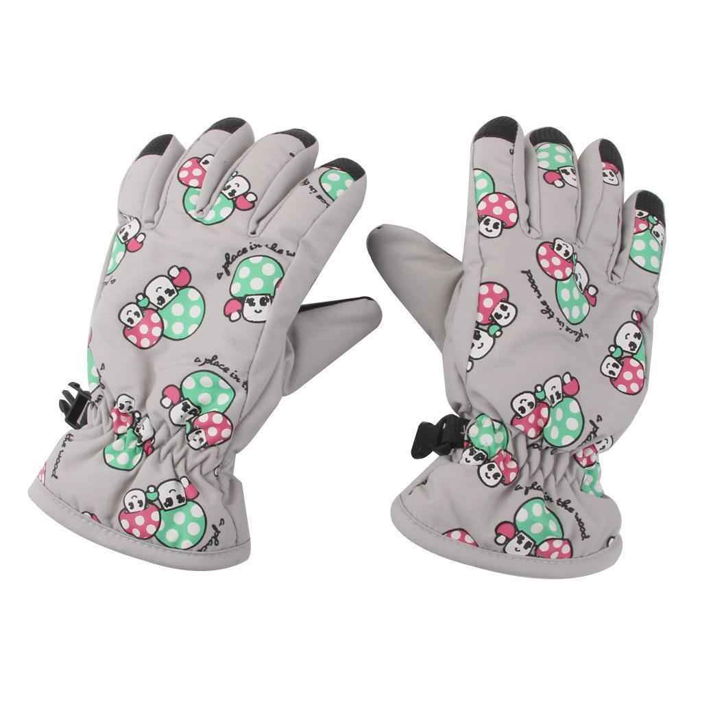 1 Pair Winter Warm Breathable 2-4 Years Children Kids Ski Gloves Light Gray