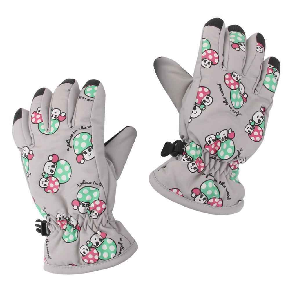 1 Pair Winter Warm Breathable 2-4 Years Children Kids Ski Gloves Light Gray
