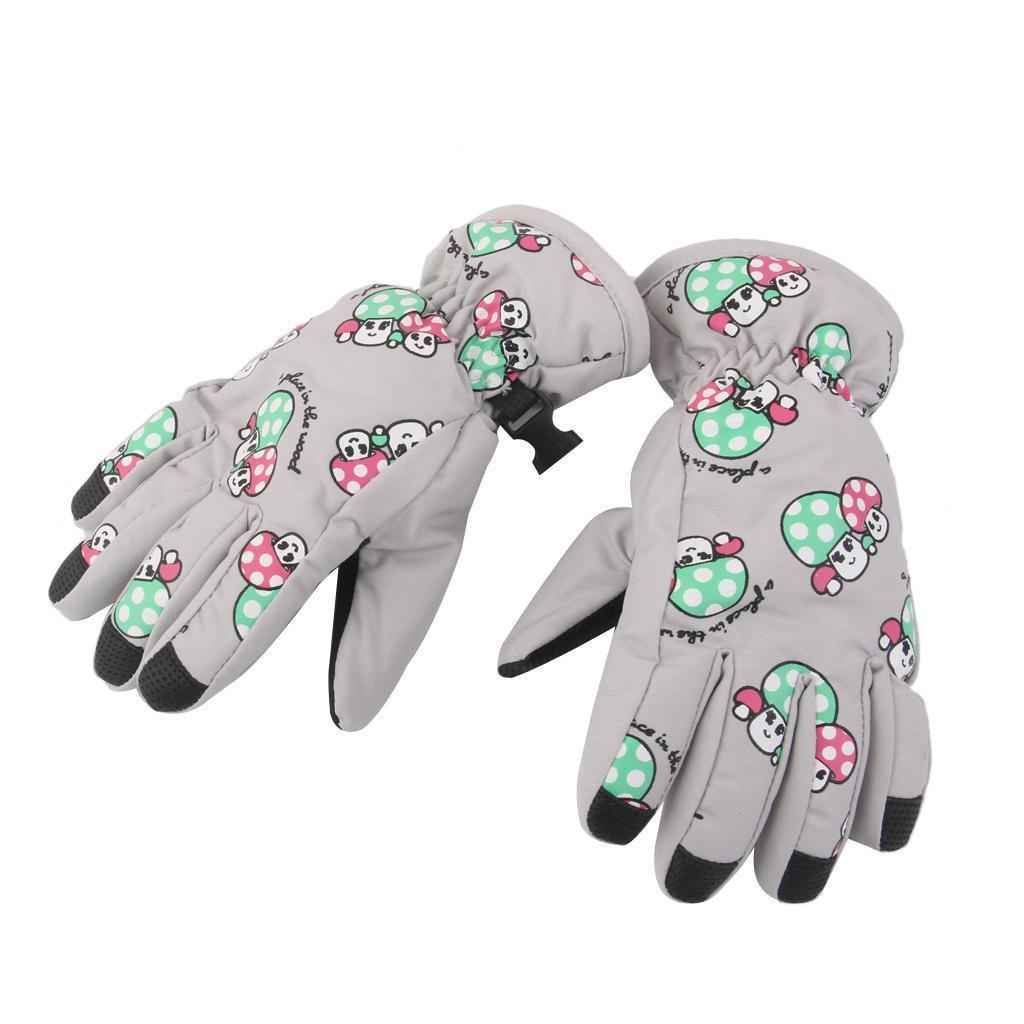 1 Pair Winter Warm Breathable 2-4 Years Children Kids Ski Gloves Light Gray
