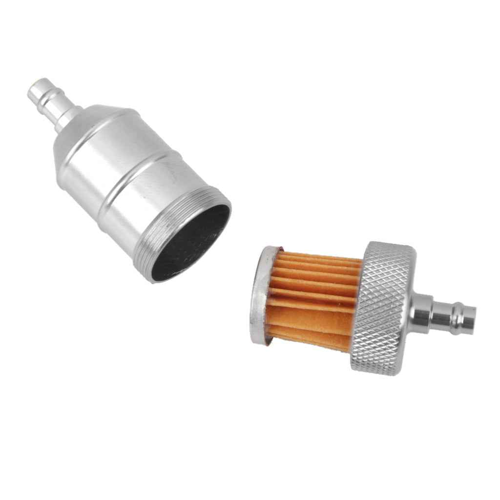 Motorcycle Pit Dirt Bike ATV Quad Inline Fuel Gas Filter 1/4 inch 6mm Silver