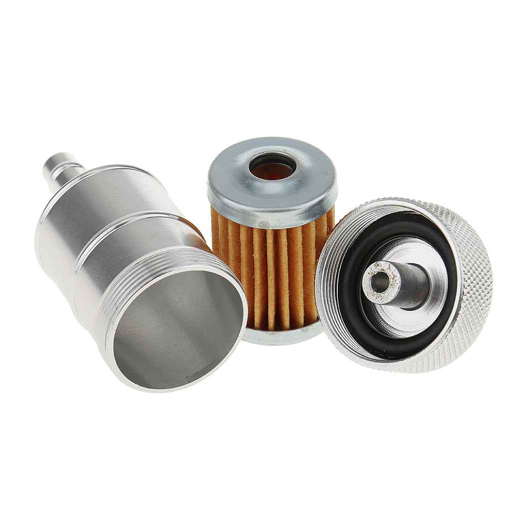 Motorcycle Pit Dirt Bike ATV Quad Inline Fuel Gas Filter 1/4 inch 6mm Silver