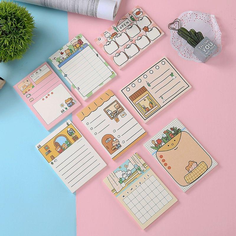 50 Sheets Portable Cartoon Sticky Notes To Do List Notepad - A