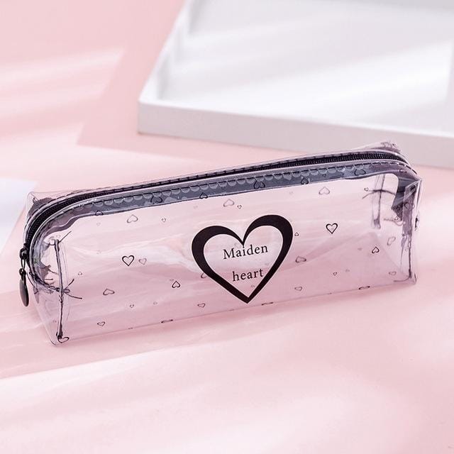 Transparent Letter Large Capacity Pencil Box Storage Bag Stationery School Supplies (Heart Letter)