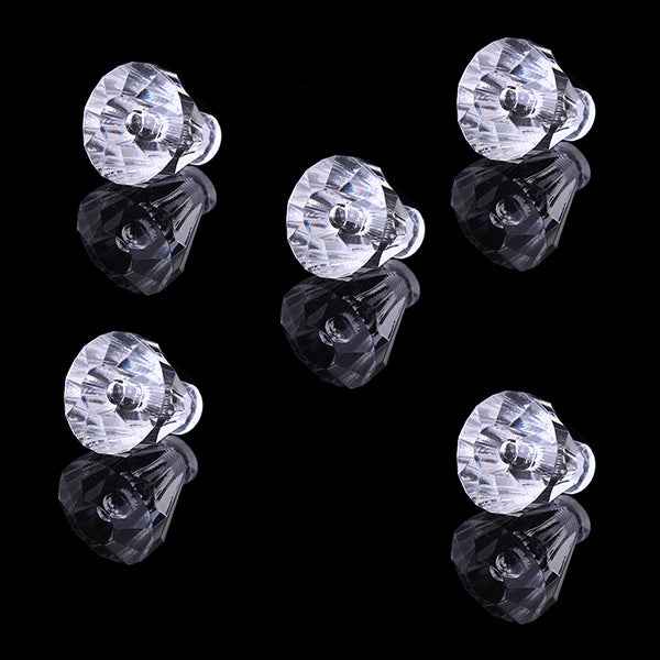 5x Clear Faceted Small Drawer Knob Cupboard Cabinet Pull Handle