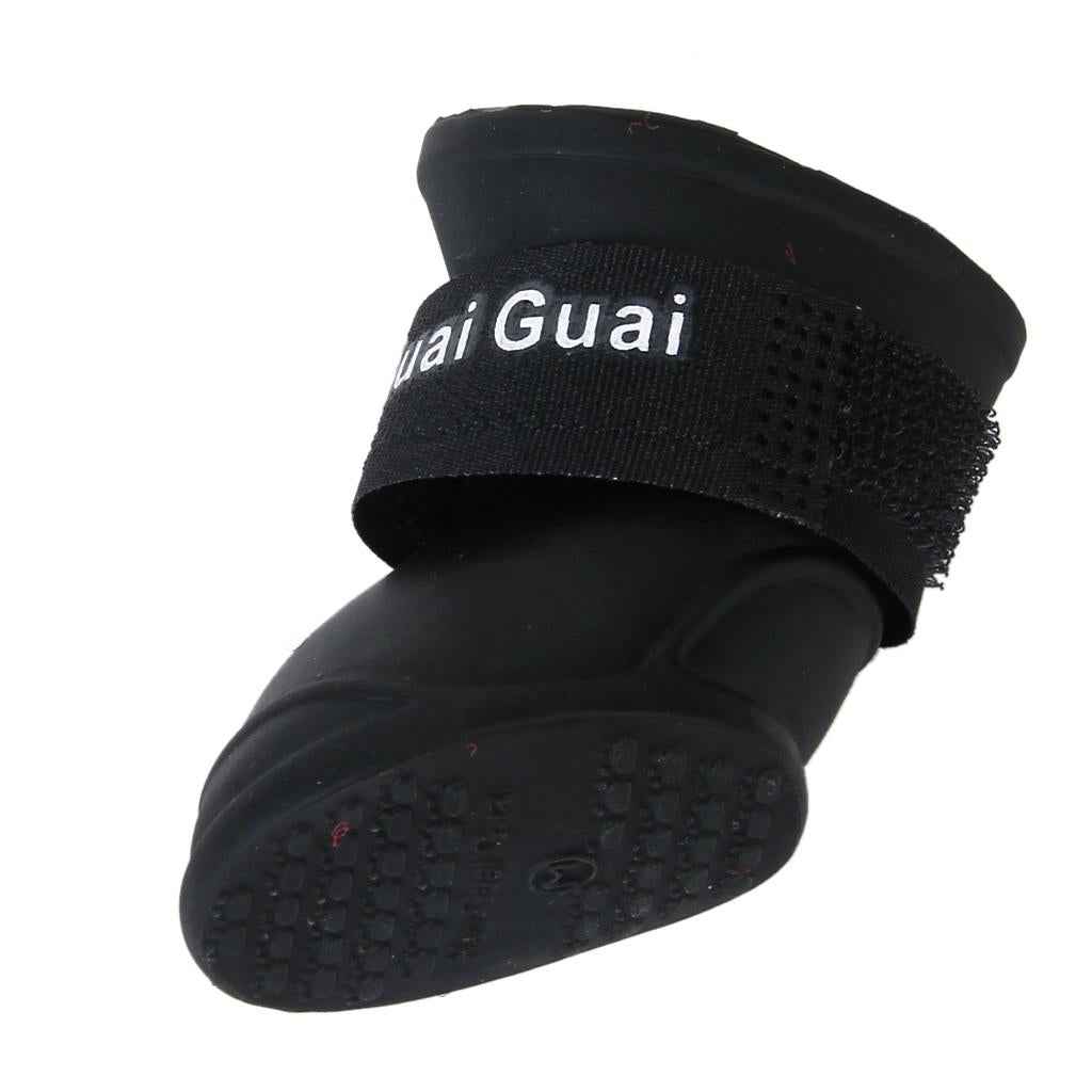 Pet Dog Waterproof Skidproof Rain Shoes Boot Size M Black