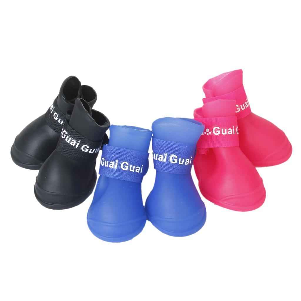 Pet Dog Waterproof Skidproof Rain Shoes Boot Size S - Blue