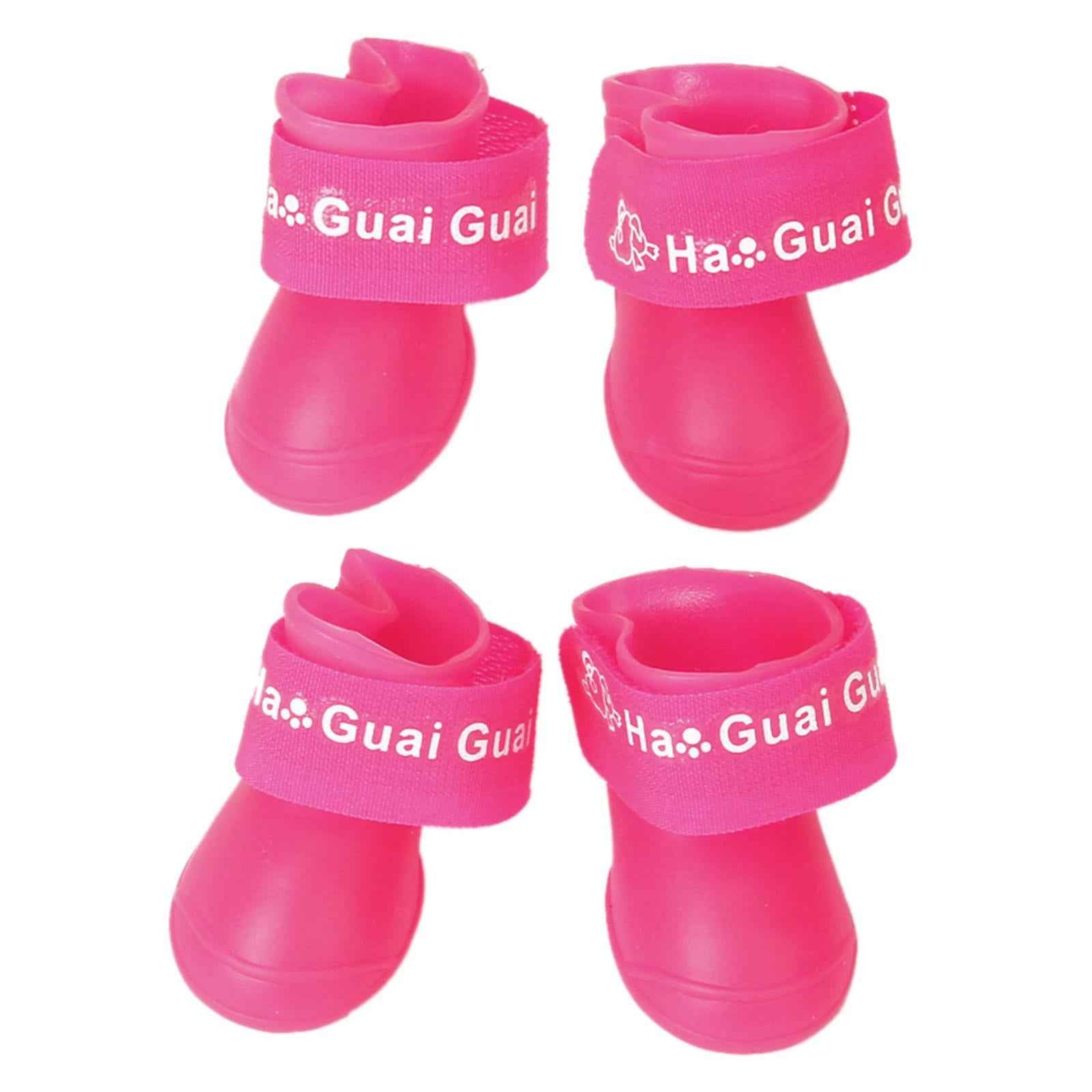 Pet Dog Waterproof Skidproof Rain Shoes Boot Size S - Pink
