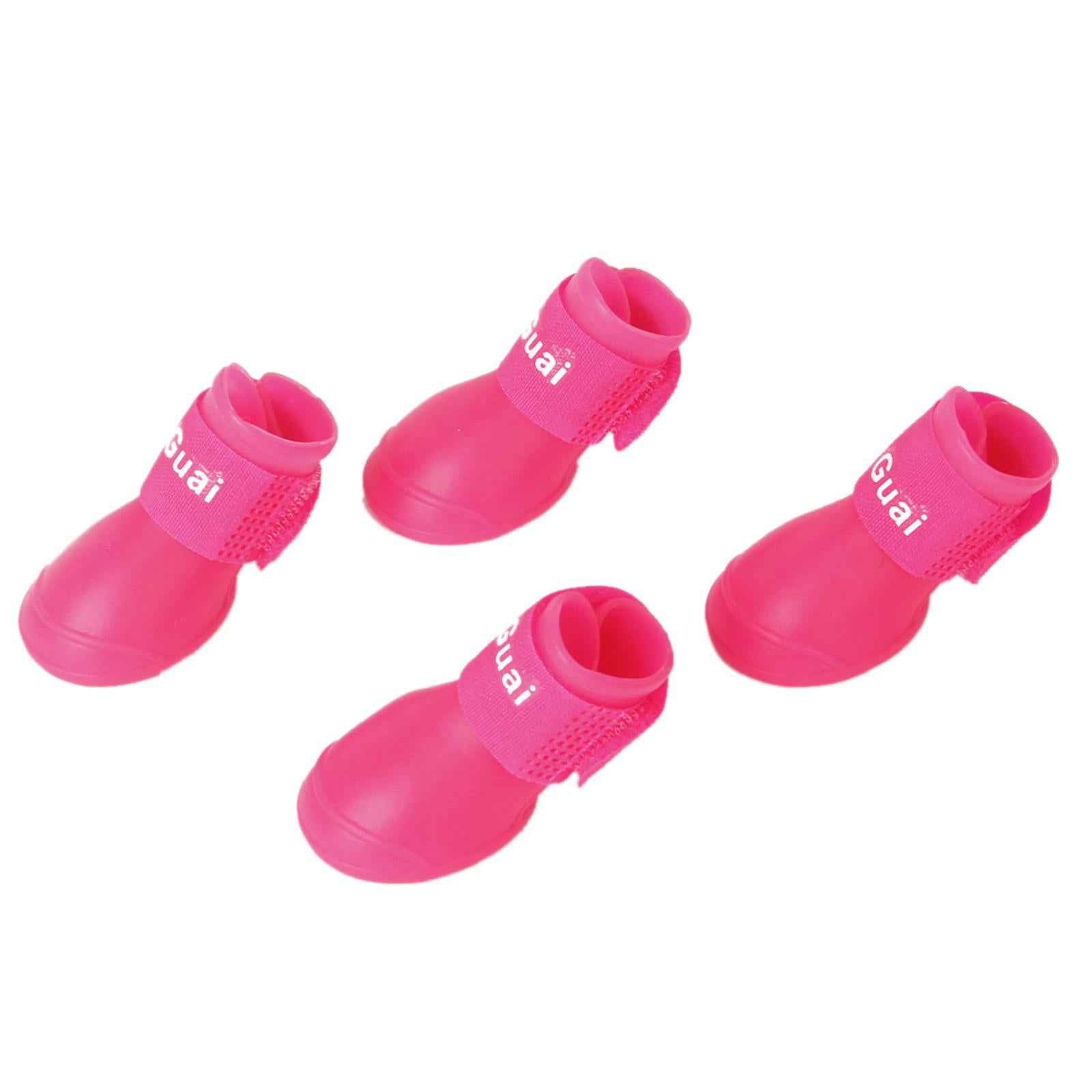 Pet Dog Waterproof Skidproof Rain Shoes Boot Size S - Pink