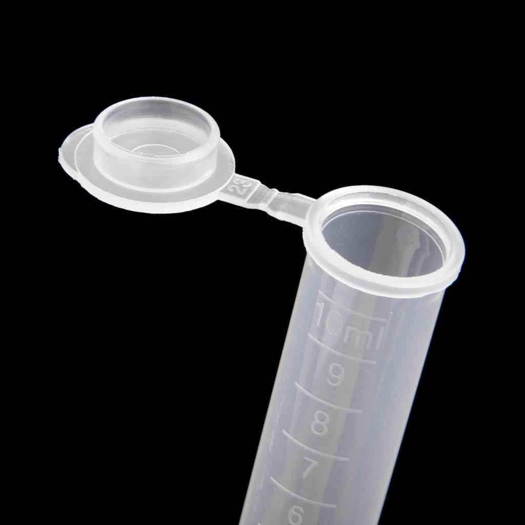 10pcs 10ml Plastic Graduated Cylinder Centrifuge Tube Laboratory Test w/ Lid