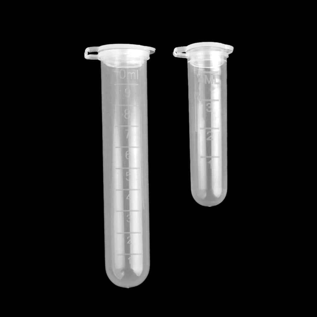 10pcs 10ml Plastic Graduated Cylinder Centrifuge Tube Laboratory Test w/ Lid
