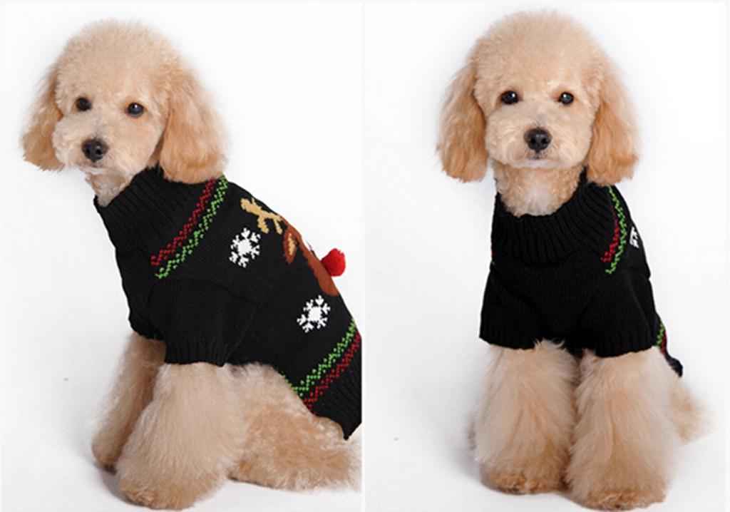 Fashionable Christmas Red Nose Reindeer Pattern Turtleneck Sweater Clothes For Pet Dogs Winter Clothing Apparel Outfit Supplies Size XXS