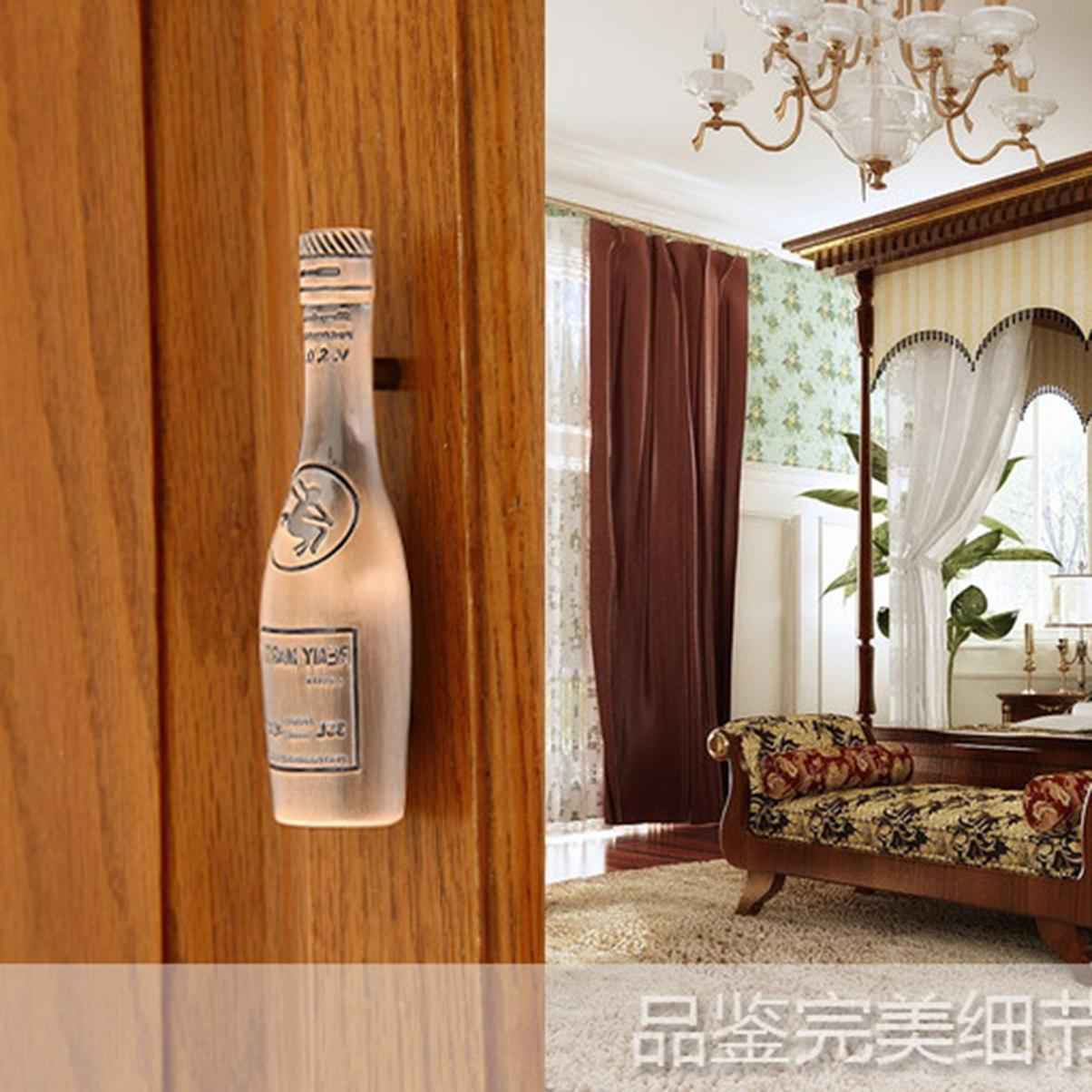 Set Of Wine Bottle Shaped Drawing Knob With Mounting Screw Red Bronze