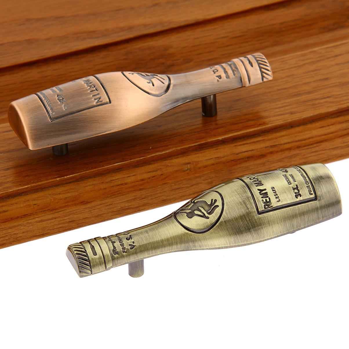 Set Of Wine Bottle Shaped Drawing Knob With Mounting Screw Red Bronze