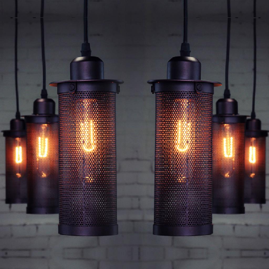 8x Edison Vintage Mesh Cylinder Design Pendant Light Wired Hanging Lampshade