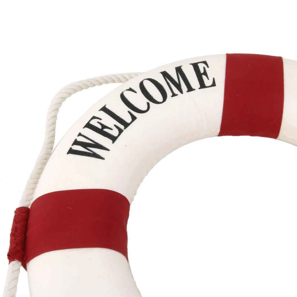 Welcome Red Nautical Wall Decor Ship Boat Ring Life Buoy Preserver 14cm