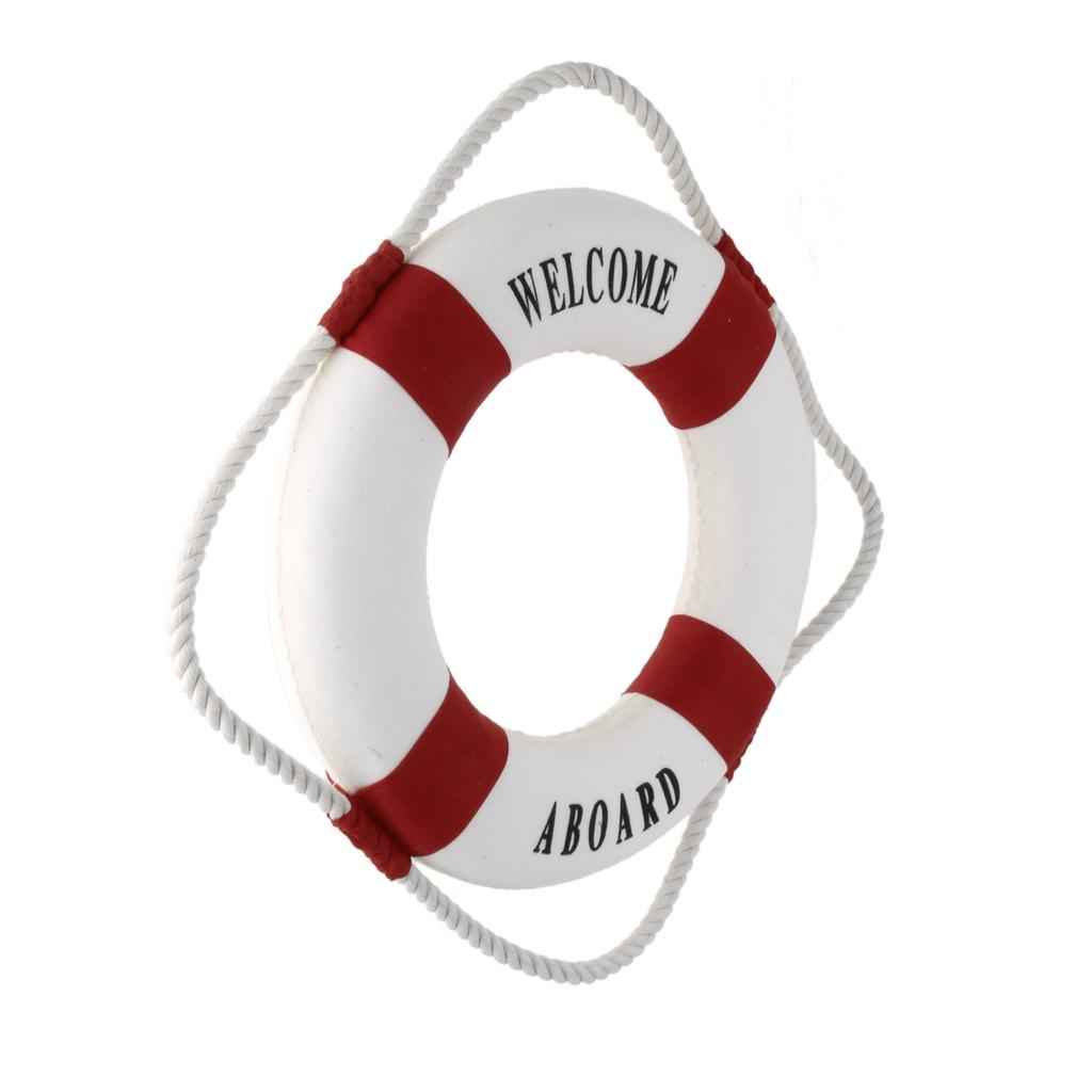 Welcome Red Nautical Wall Decor Ship Boat Ring Life Buoy Preserver 14cm