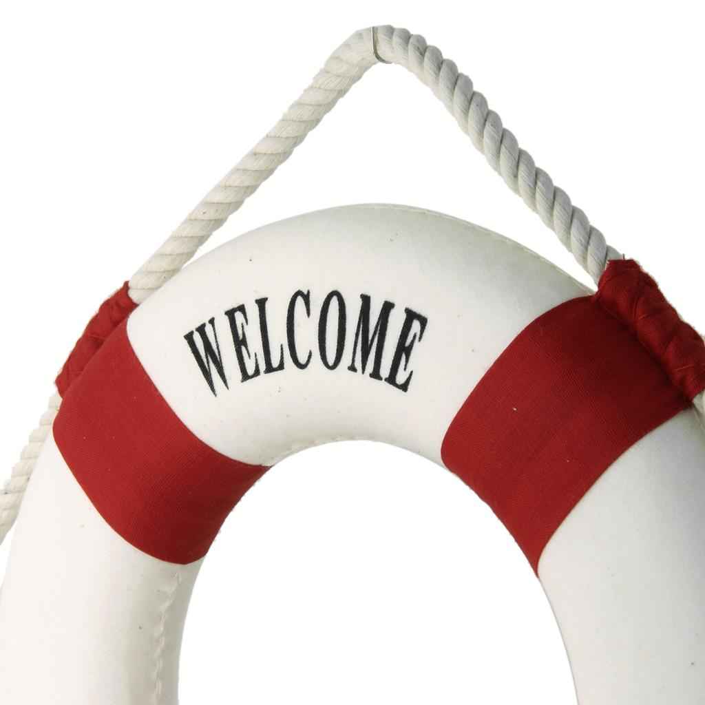 Welcome Red Nautical Wall Decor Ship Boat Ring Life Buoy Preserver 14cm