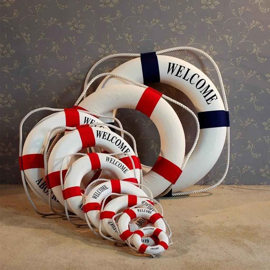 Welcome Red Nautical Wall Decor Ship Boat Ring Life Buoy Preserver 14cm