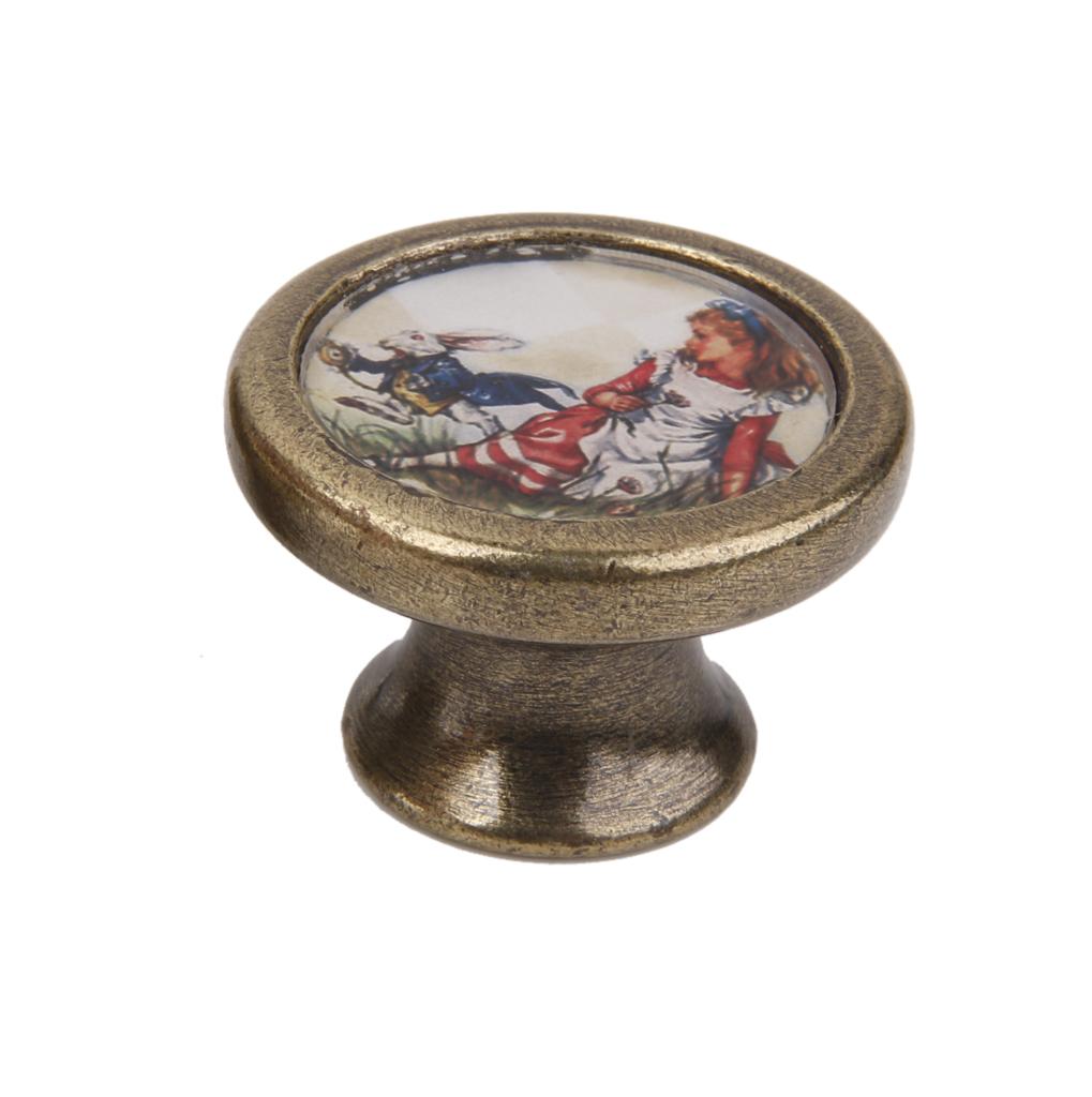 2 Pieces Cartoon Printed Wardrobe Cabinet Door Pull Handle Knobs Hardware