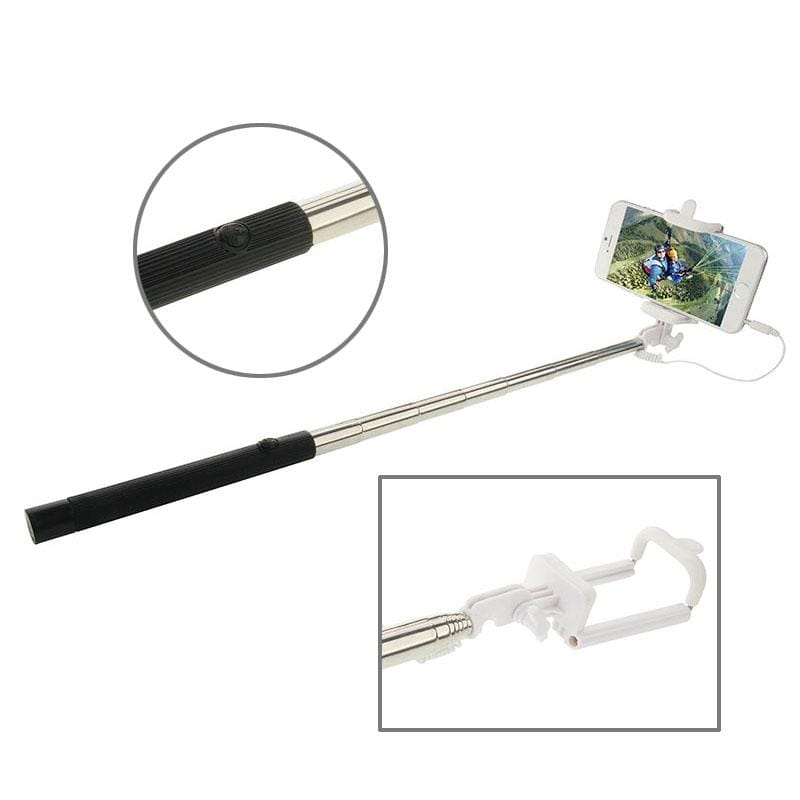 ITC-ZP02B Multifunction Wire Controlled Selfie Stick Monopod Extendable Handheld Holder for IOS & Android Phone, Max Length: 104cm (Black)