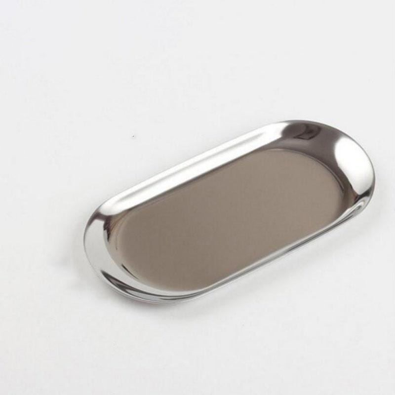 Home Decoration Stainless Steel Tray Jewelry Plate, Size:S (Silver)