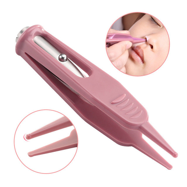 LED Light Ear/Navel/Nose Cleaning Clip Tweezers Booger Forceps