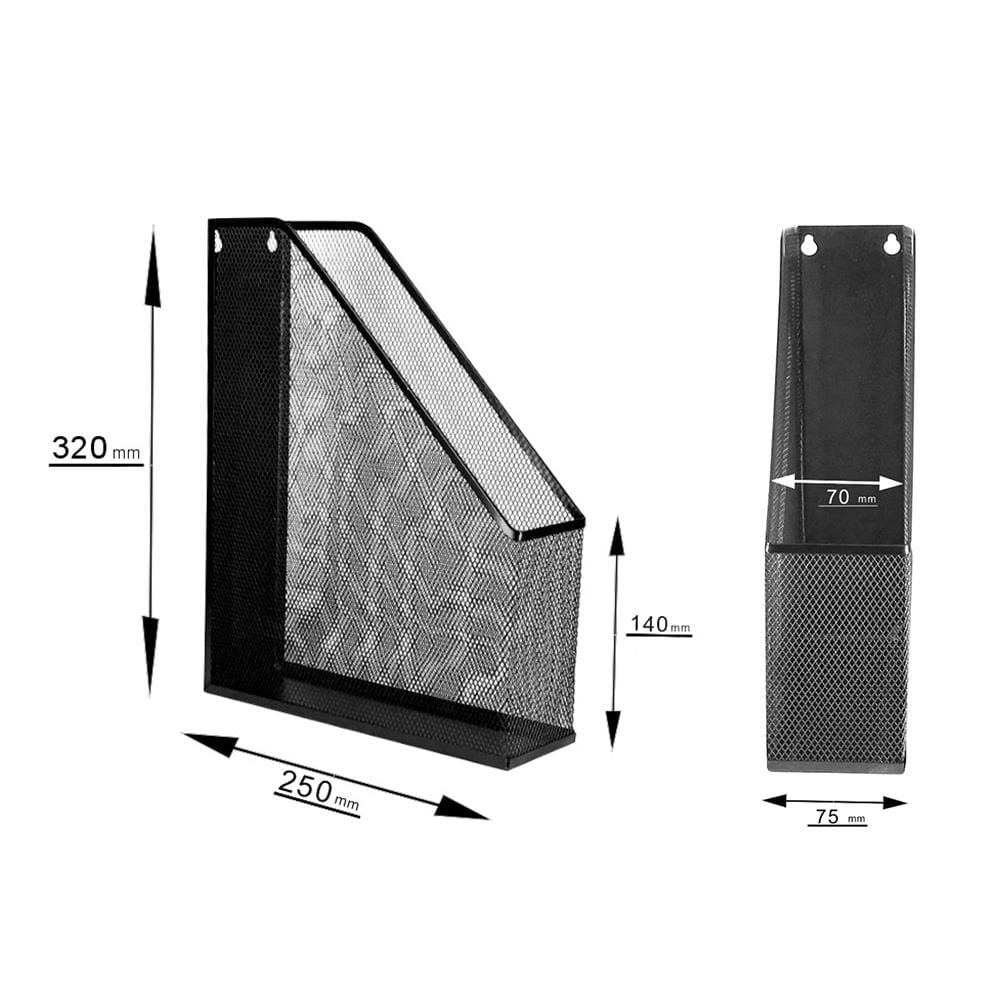 2 PCS Black Iron Mesh Metal File Single Column A4 Wire Mesh File Frame Simple Creative File Basket (Black)
