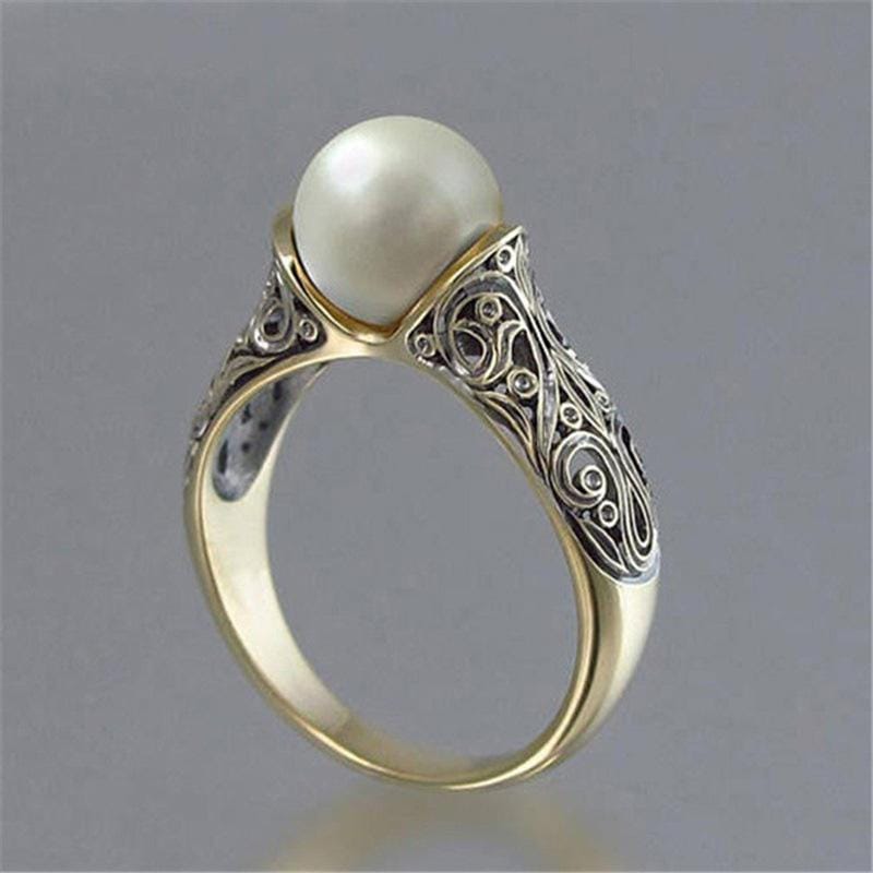 Women Retro Style Inlaid Delicate Synthetic Pearl Ring Jewelry (6)