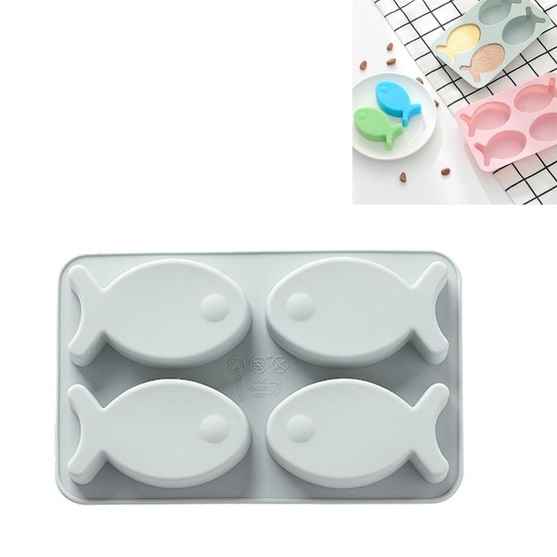6 PCS Silicone Ice Cube Rice Cake Baking Mold Cute Fish Handmade Soap Chocolate Cake Mold (Blue)