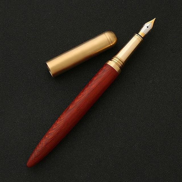 Luxury Wood Fountain Pen School Office Writing Ink Pen Stationery Gifts Supplies (Sandal wood)