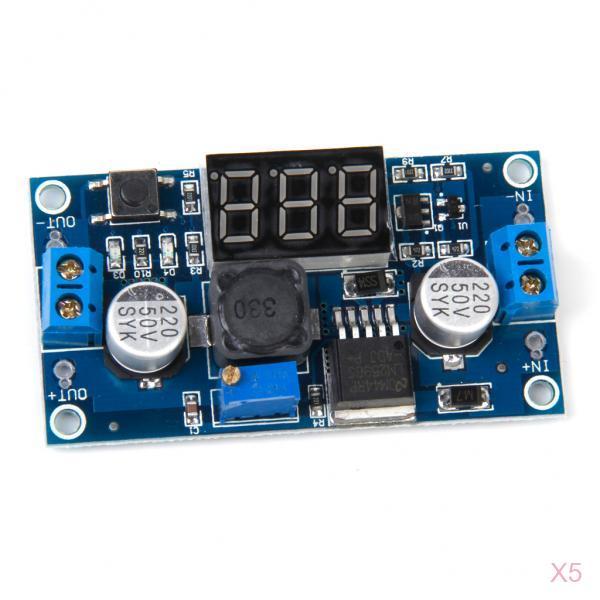 5 Pieces Adjustable Step-down DC-DC Power Module with Voltmeter Display