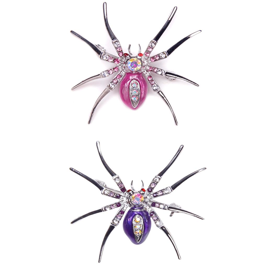 2pcs Spider Brooch Pin Rhinestone Crystal Women Brooches Wedding Jewelry