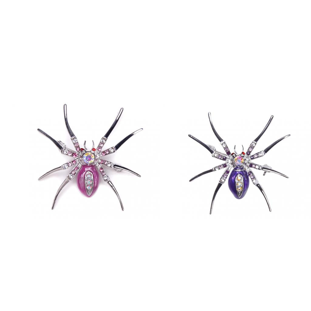 2pcs Spider Brooch Pin Rhinestone Crystal Women Brooches Wedding Jewelry