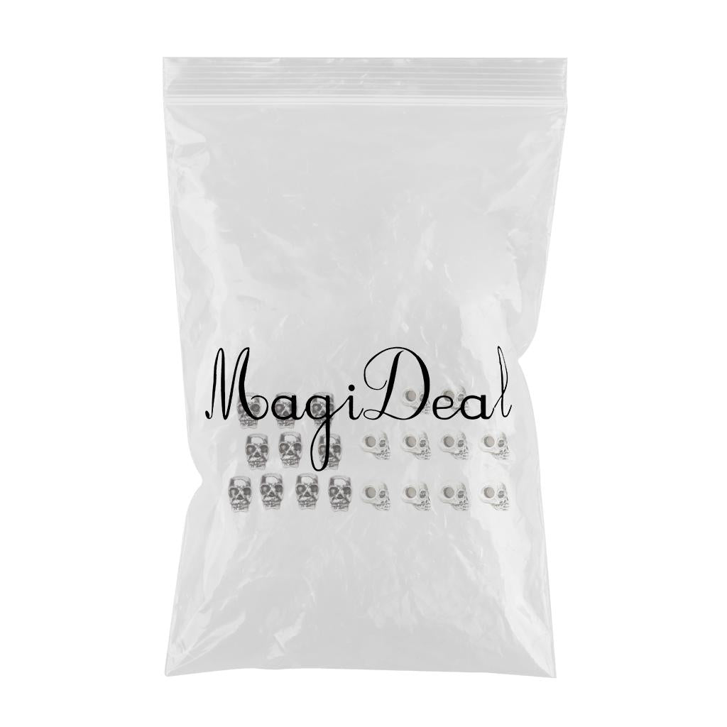 20pcs Mini Antique Silver Skull Charm Loose Spacer Beads Jewelry Diy Finding