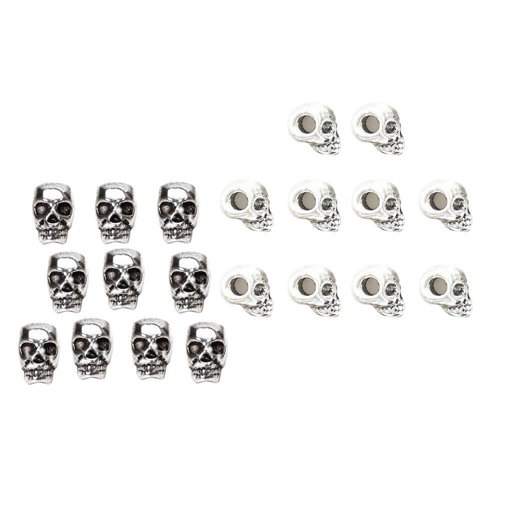 20pcs Mini Antique Silver Skull Charm Loose Spacer Beads Jewelry Diy Finding