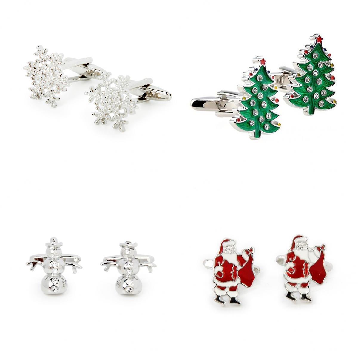 8pcs Men Suit Cufflinks Cuff Links Xmas Tree Snowman Snowflake Santa Claus