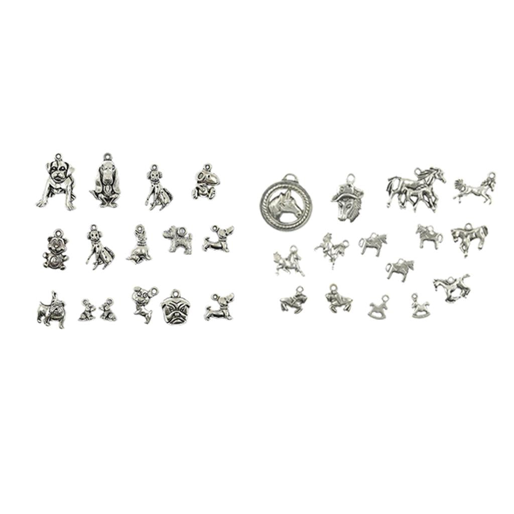 30Pcs Mixed Dog Horse Metal Charms Pendants Accessory DIY for Jewelry Making
