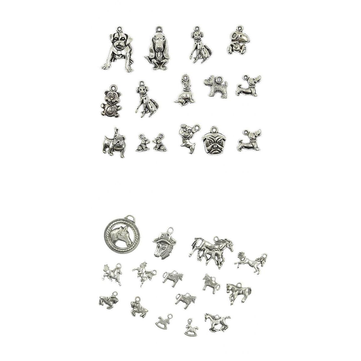 30Pcs Mixed Dog Horse Metal Charms Pendants Accessory DIY for Jewelry Making