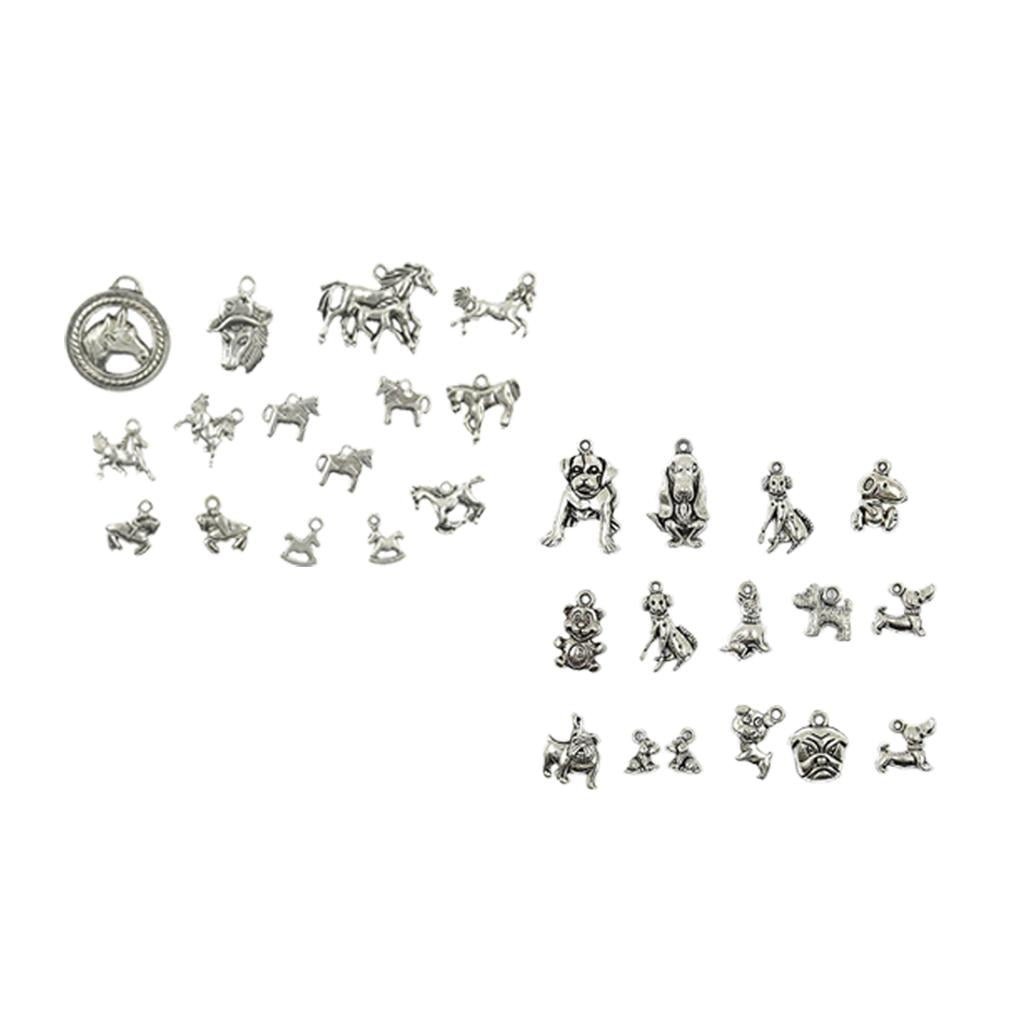 30Pcs Mixed Dog Horse Metal Charms Pendants Accessory DIY for Jewelry Making