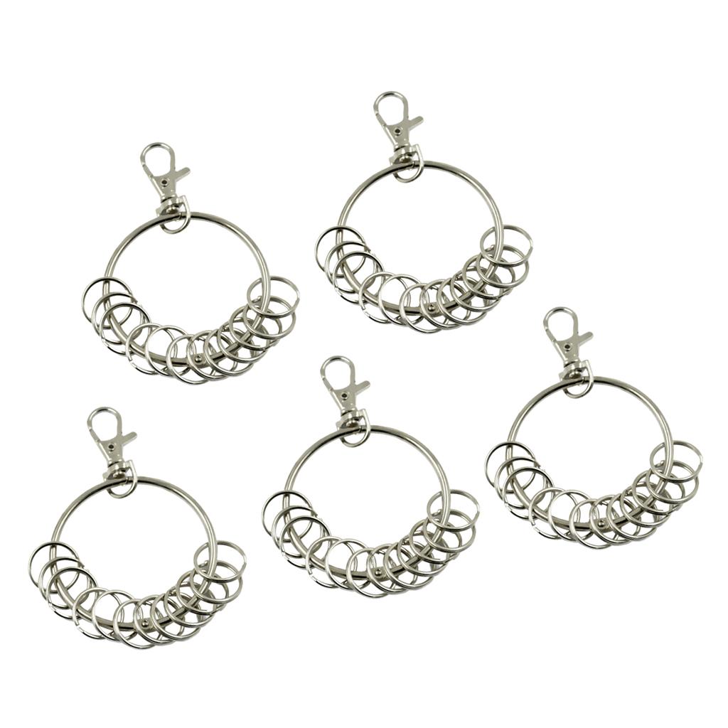 5 Set 18mm Metal Split Key Chain Rings Clip Keychain Keyring Holder Hooks