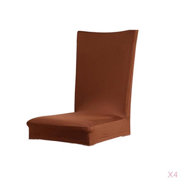 4Pcs Solid Color Polyester Spandex Dining Stool Chair Cover Slipcover Coffee