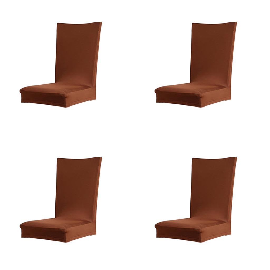4Pcs Solid Color Polyester Spandex Dining Stool Chair Cover Slipcover Coffee