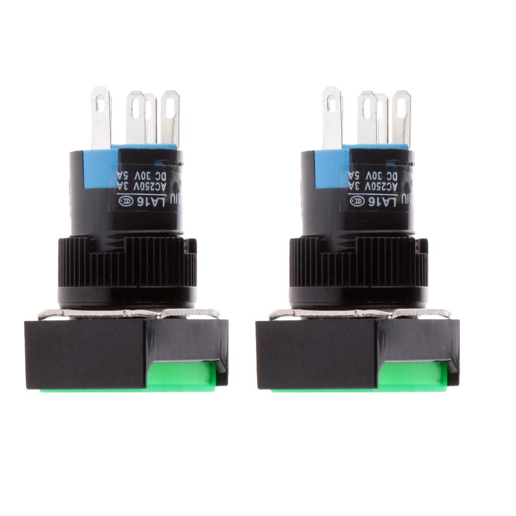 2x DC 12V Momentary Self Reset Square Push Button Switch LED Light Green